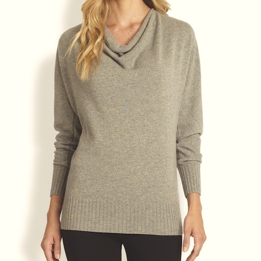 Lafayette 148 New York 100% Cashmere Light Tan Cowl Neck Sweater, size M